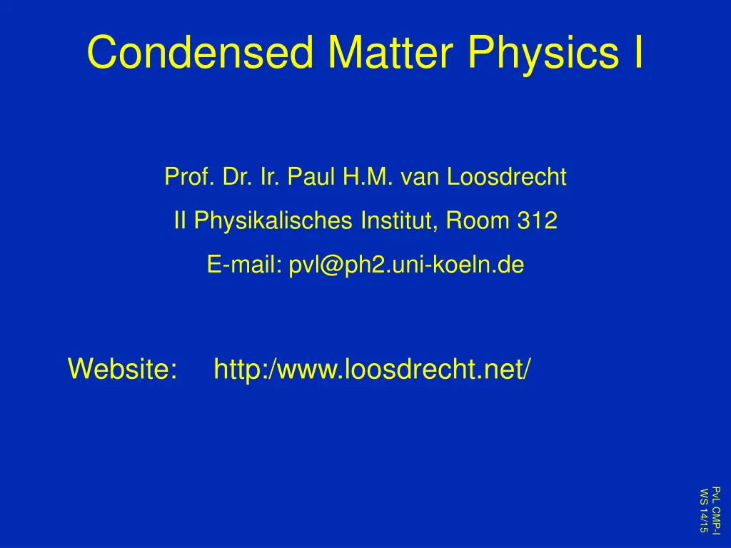 condensed matter physics i