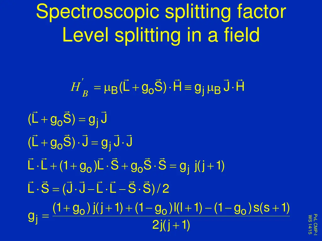 spectroscopic splitting factor level splitting
