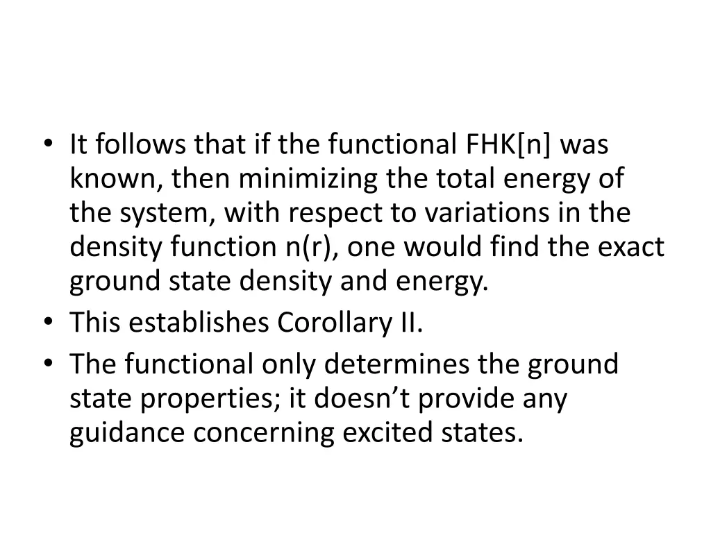 it follows that if the functional fhk n was known