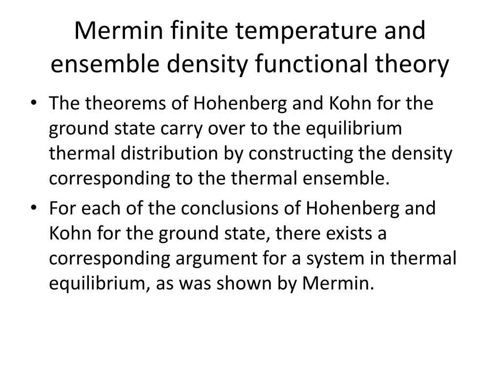 mermin finite temperature and ensemble density