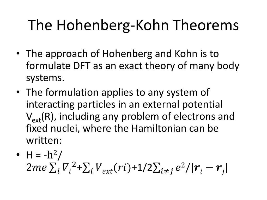 the hohenberg kohn theorems