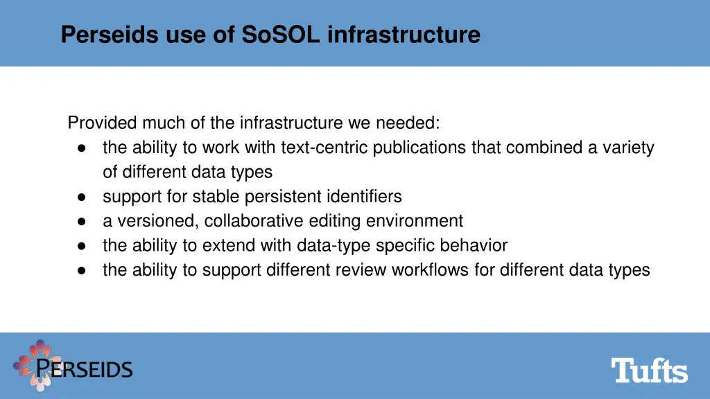 perseids use of sosol infrastructure
