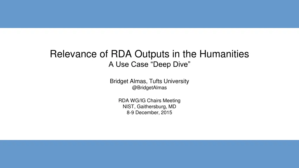 relevance of rda outputs in the humanities
