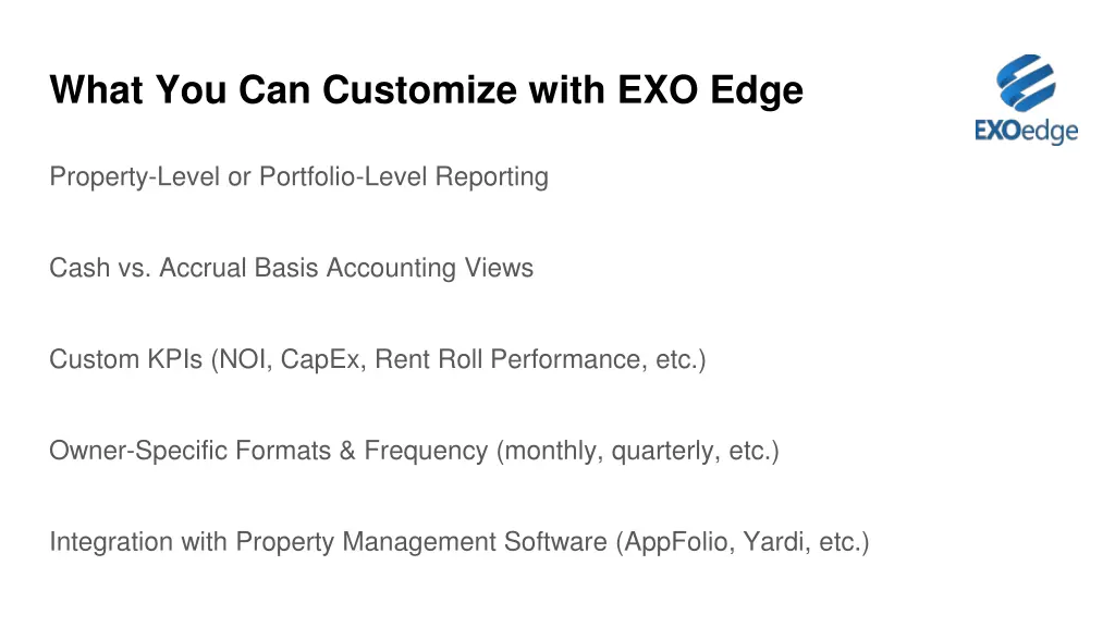 what you can customize with exo edge