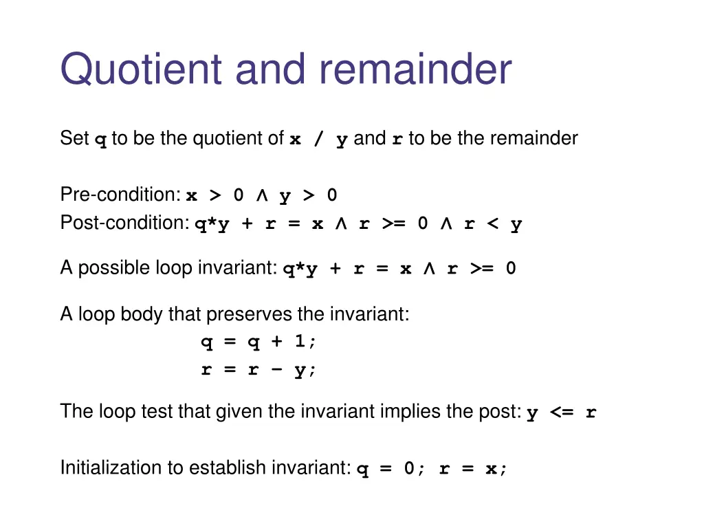 quotient and remainder