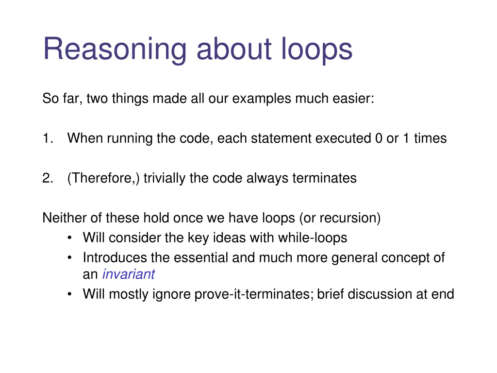 reasoning about loops