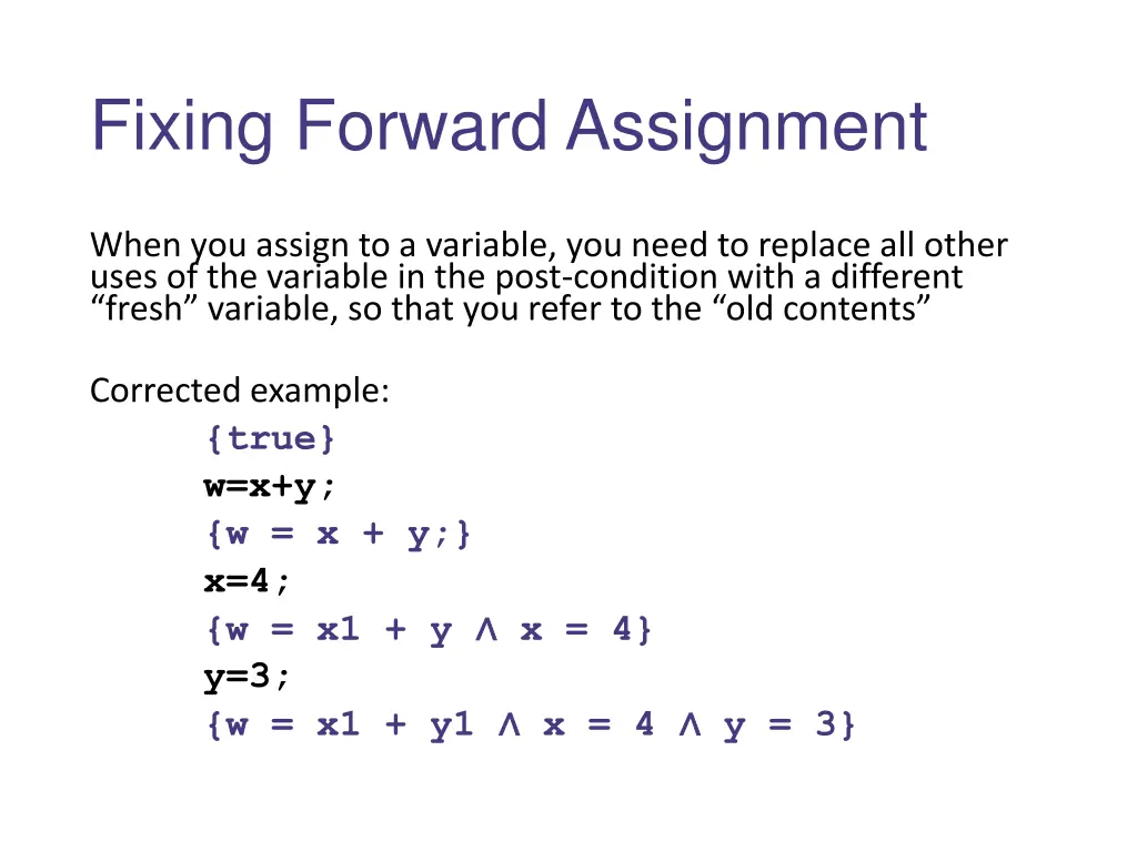 fixing forward assignment