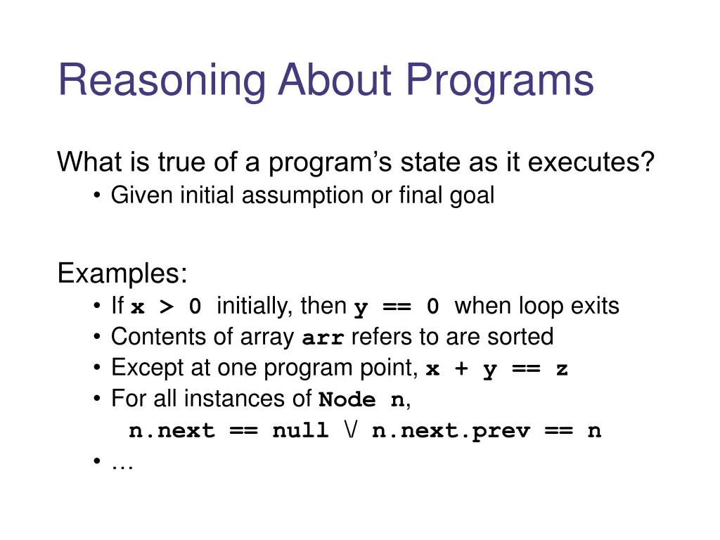 reasoning about programs