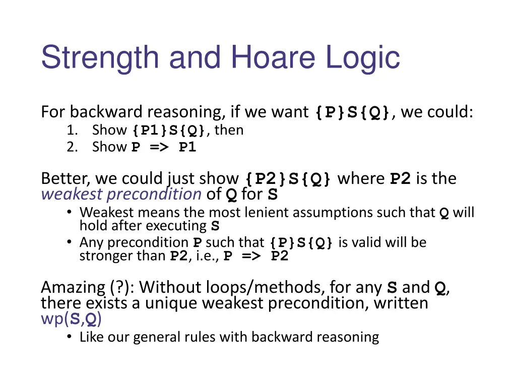 strength and hoare logic 1