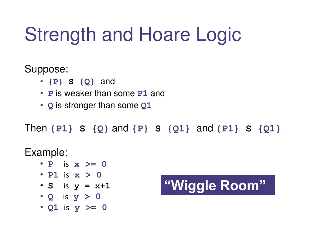 strength and hoare logic