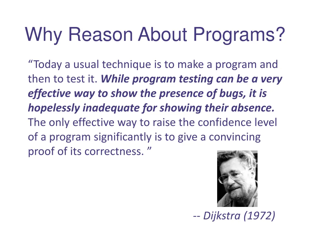 why reason about programs 1