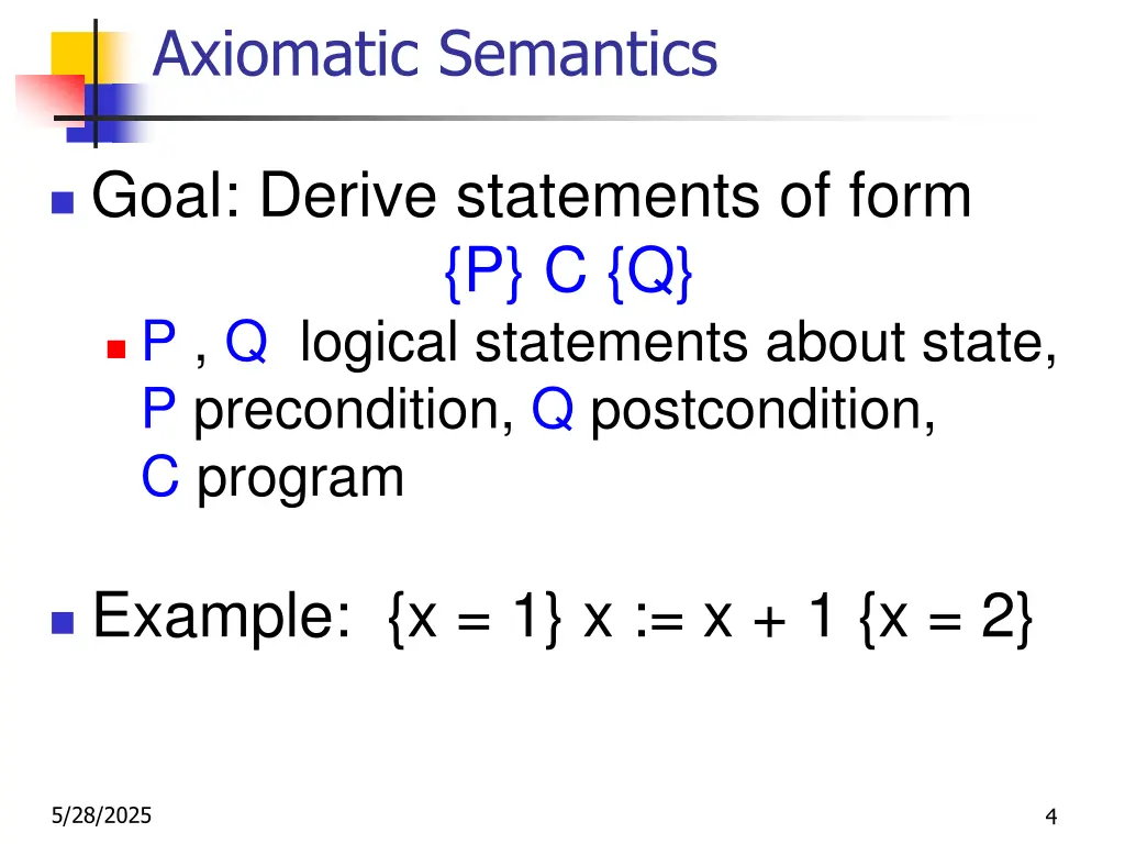 axiomatic semantics 2