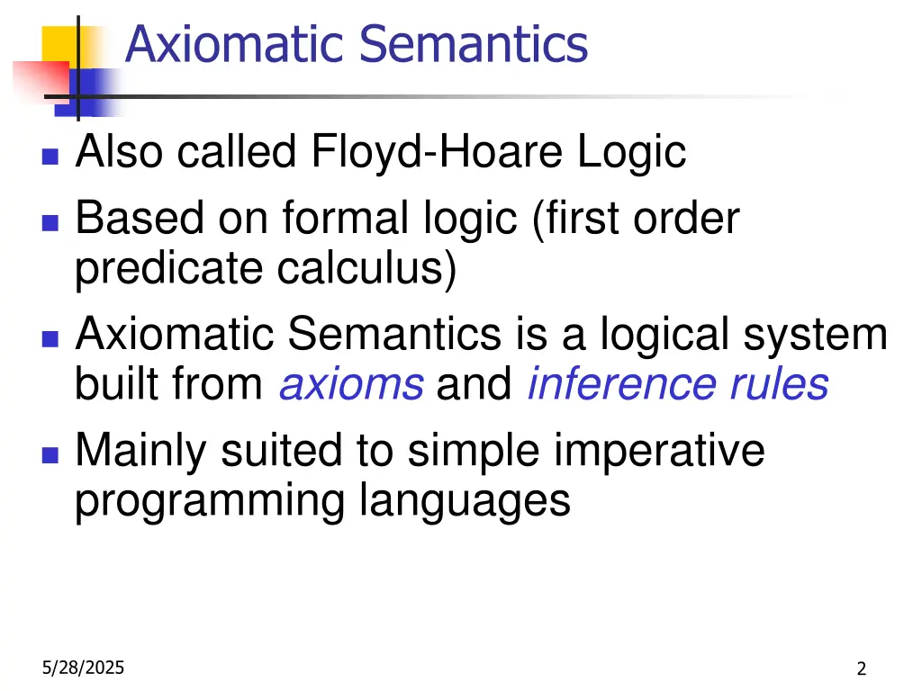 axiomatic semantics