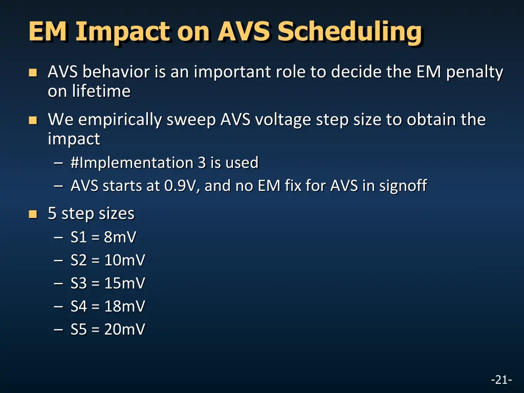 em impact on avs scheduling