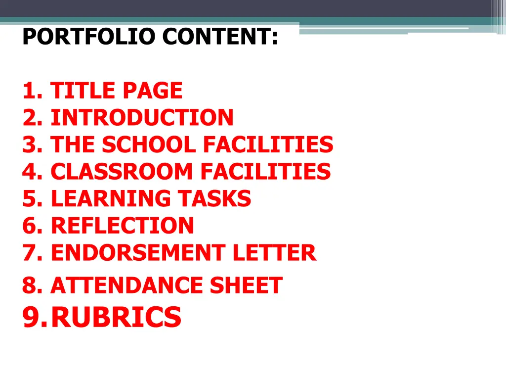 portfolio content