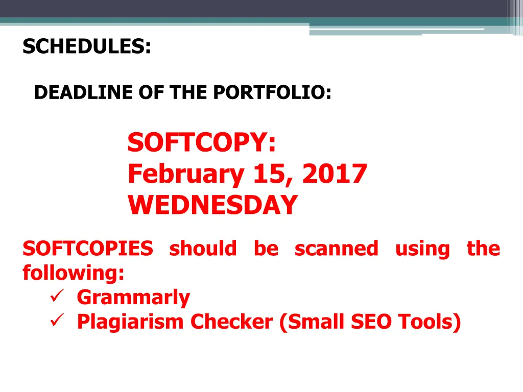 schedules