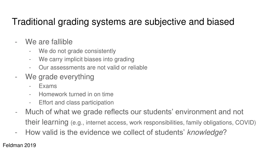 traditional grading systems are subjective