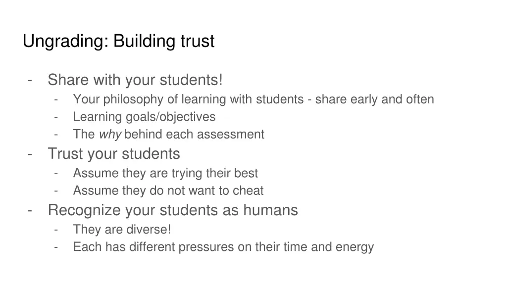 ungrading building trust