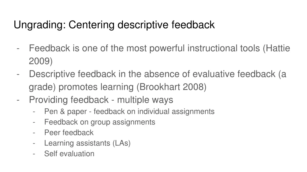 ungrading centering descriptive feedback