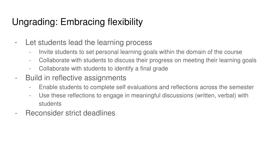 ungrading embracing flexibility