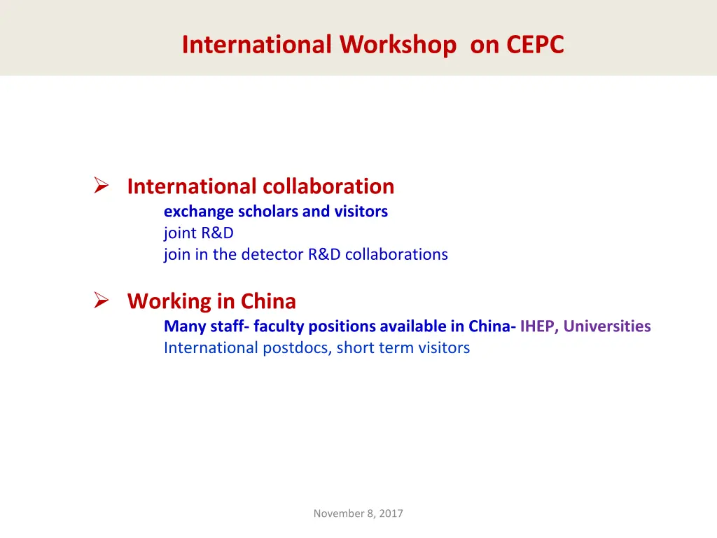 international workshop on cepc 1