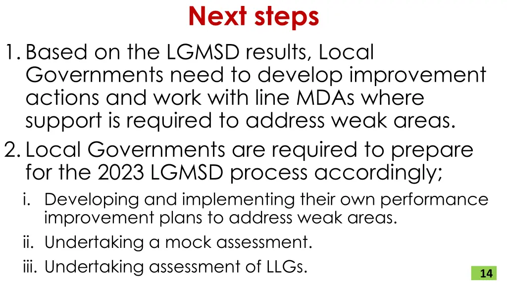 next steps