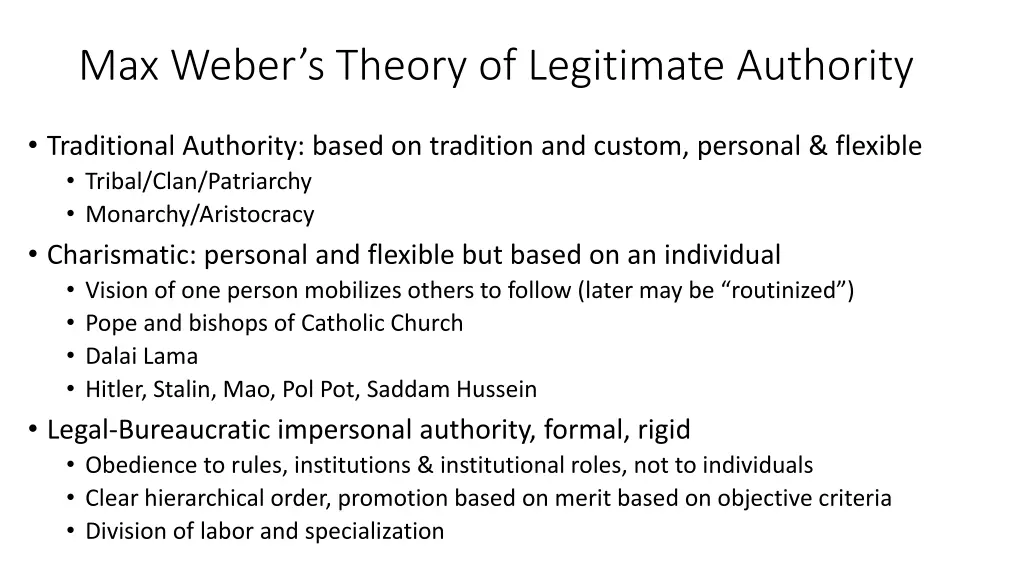 max weber s theory of legitimate authority