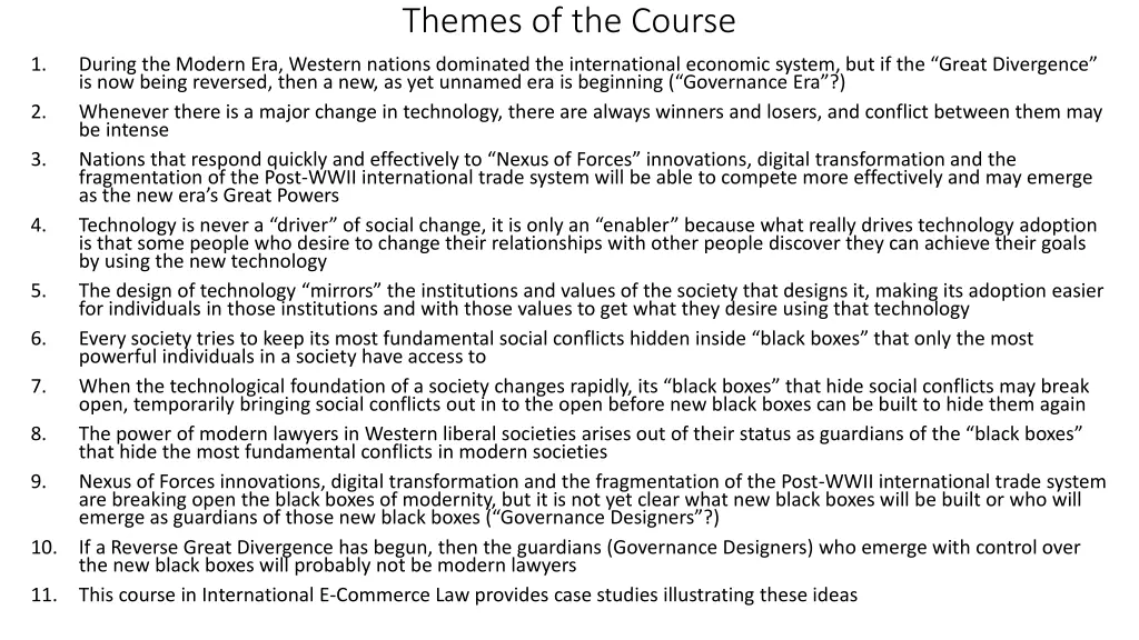 themes of the course