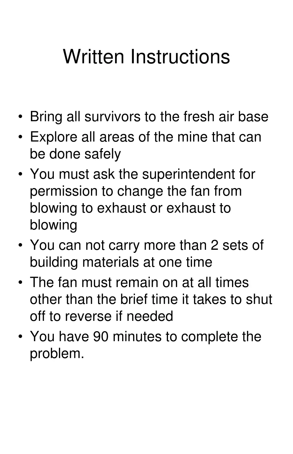 written instructions