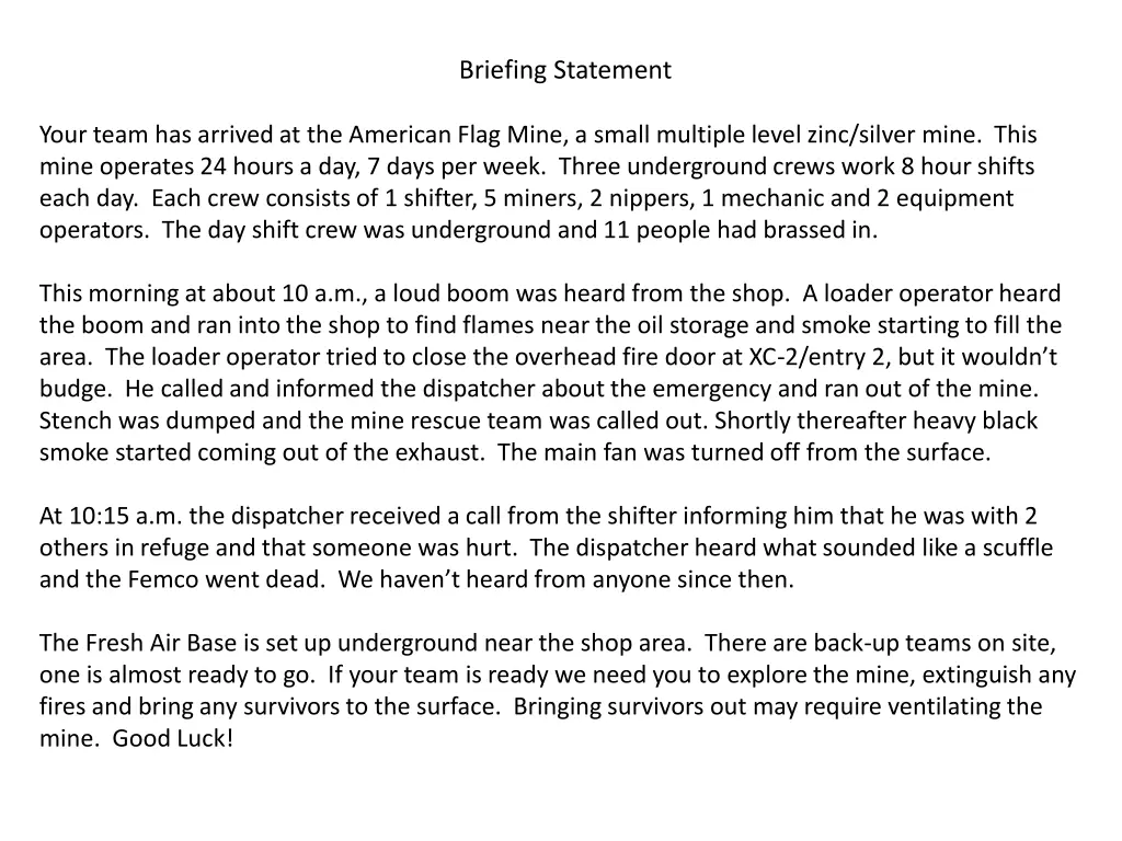 briefing statement