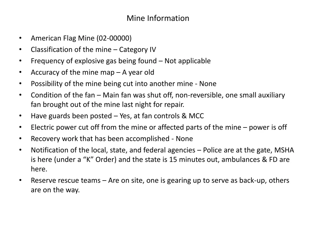 mine information