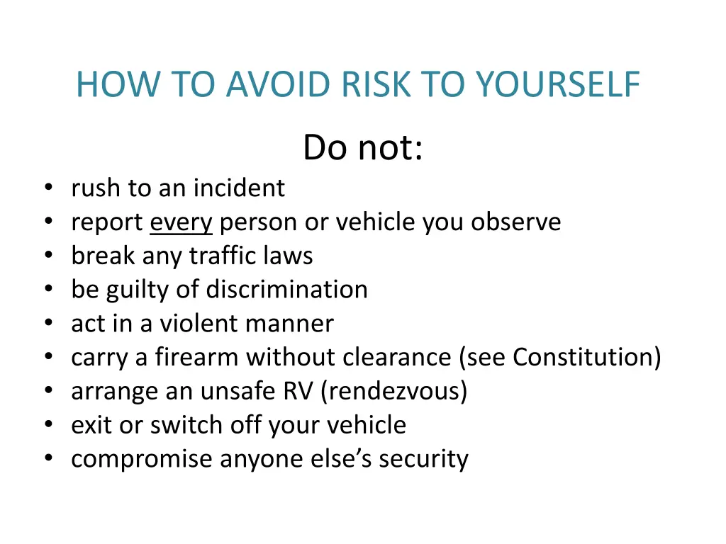 how to avoid risk to yourself
