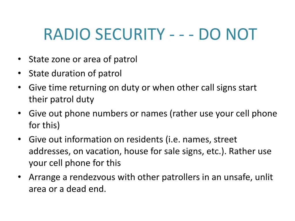 radio security do not