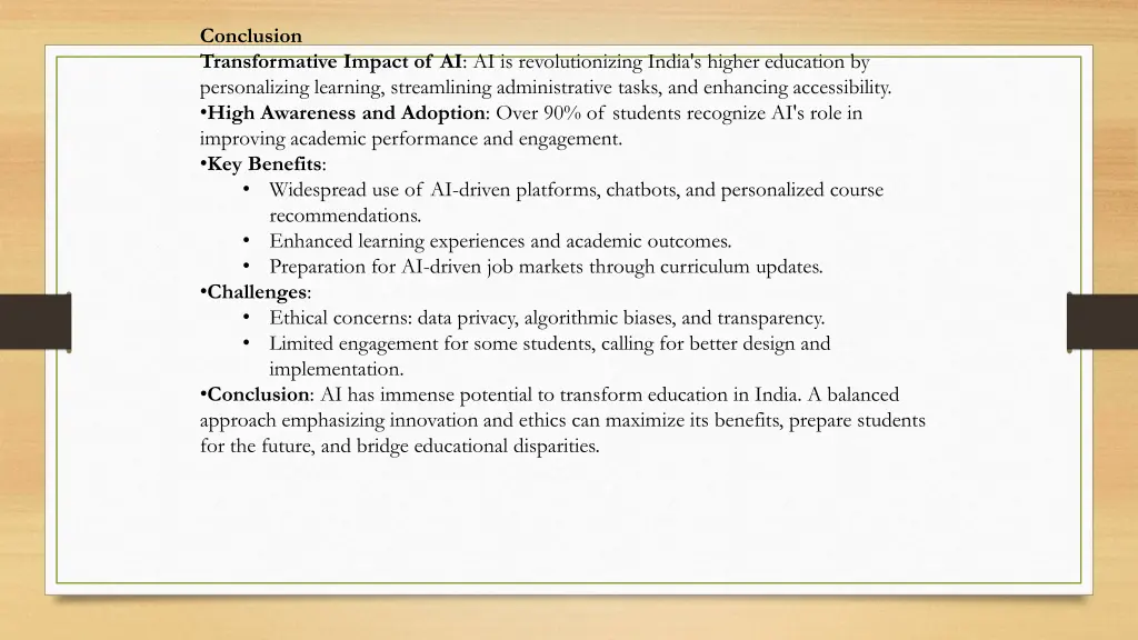 conclusion transformative impact