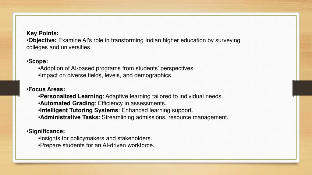 key points objective examine ai s role