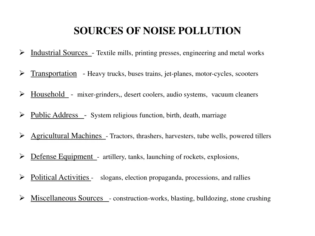 sources of noise pollution