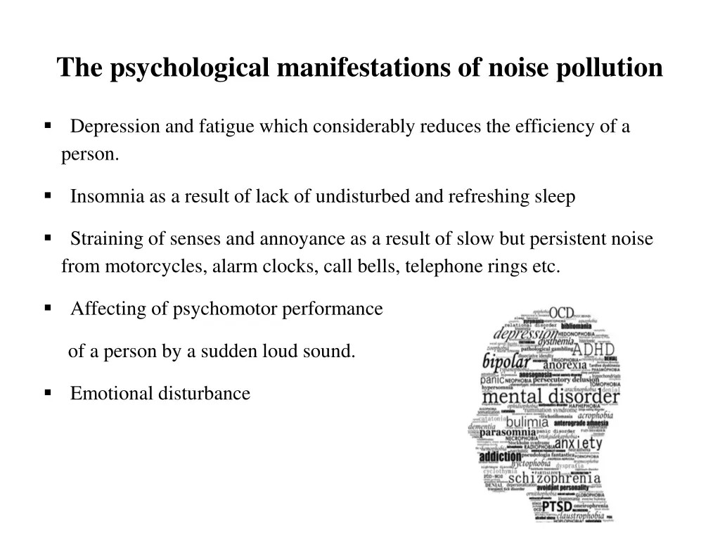 the psychological manifestations of noise