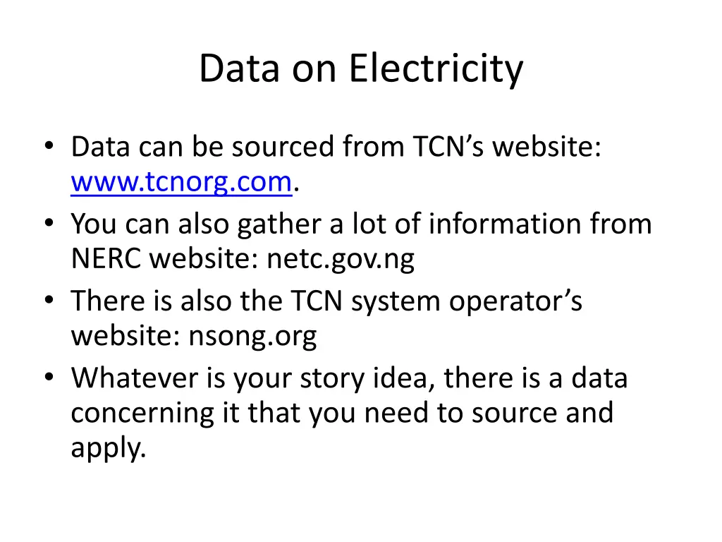 data on electricity