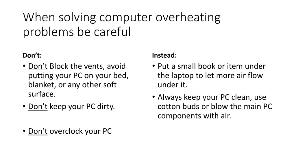 when solving computer overheating problems