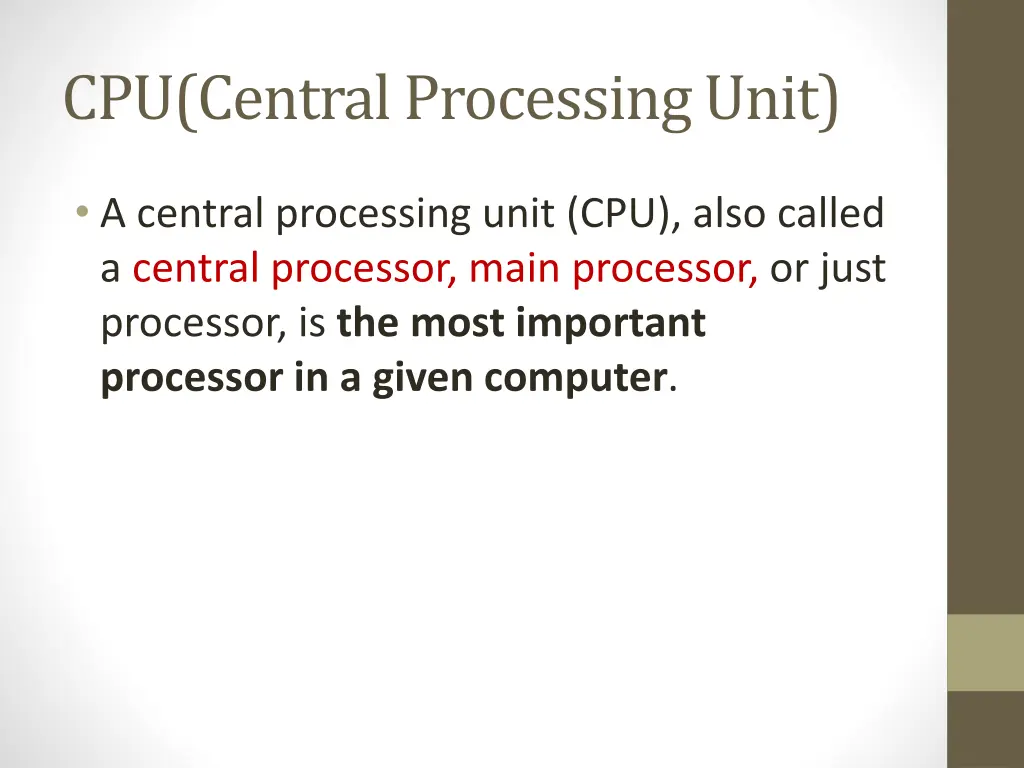cpu central processing unit