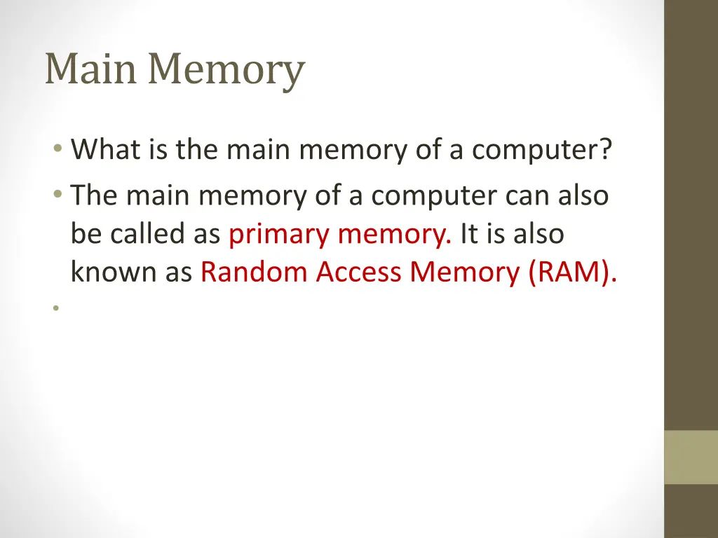 main memory