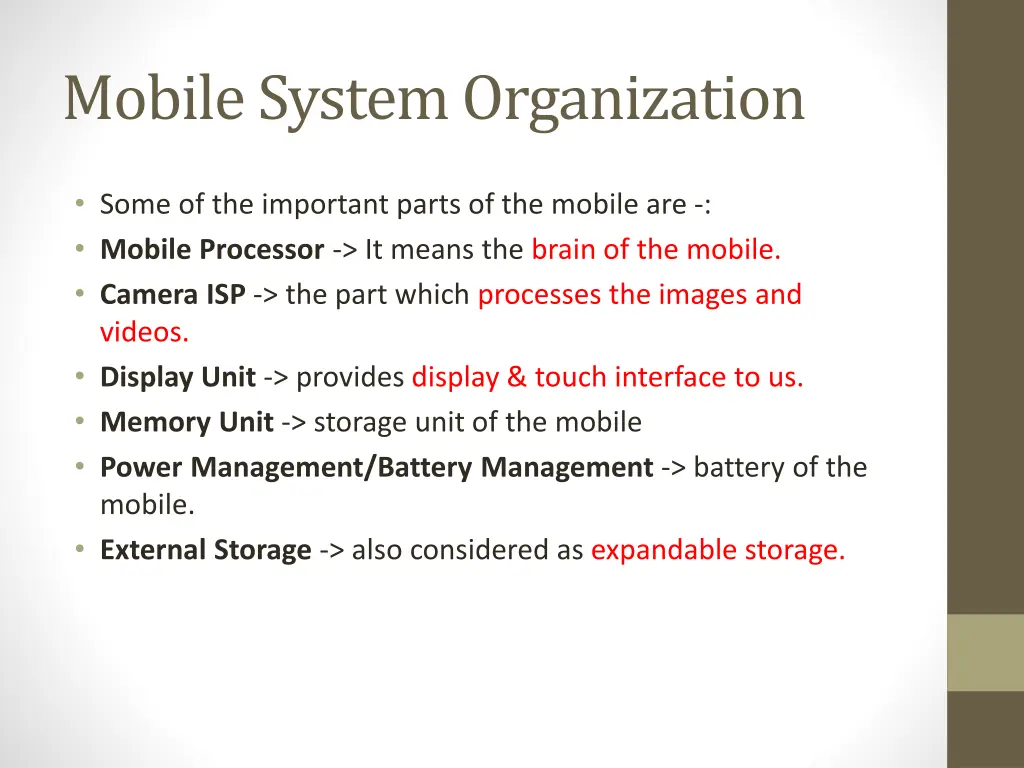 mobile system organization