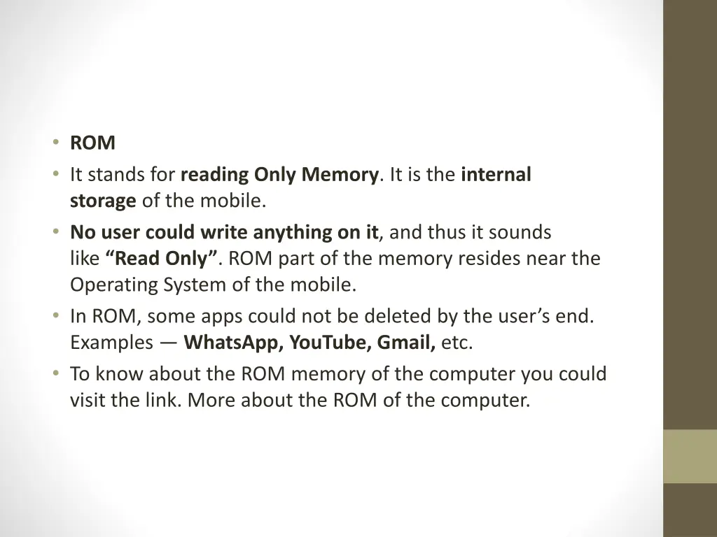 rom it stands for reading only memory