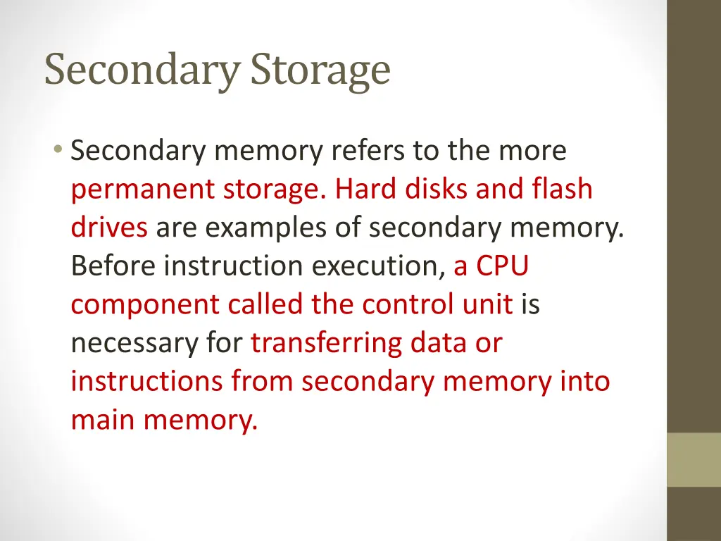 secondary storage