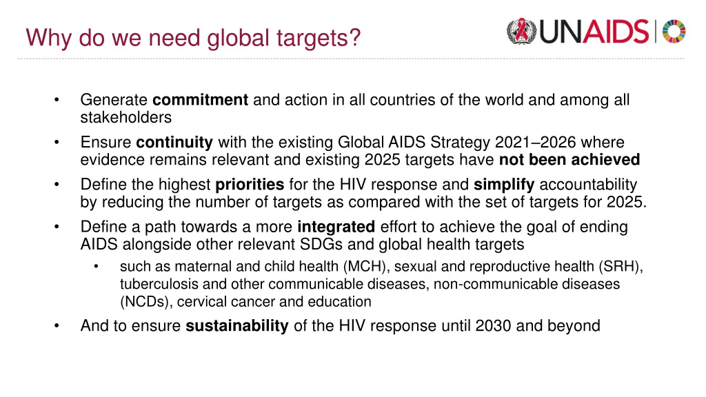 why do we need global targets