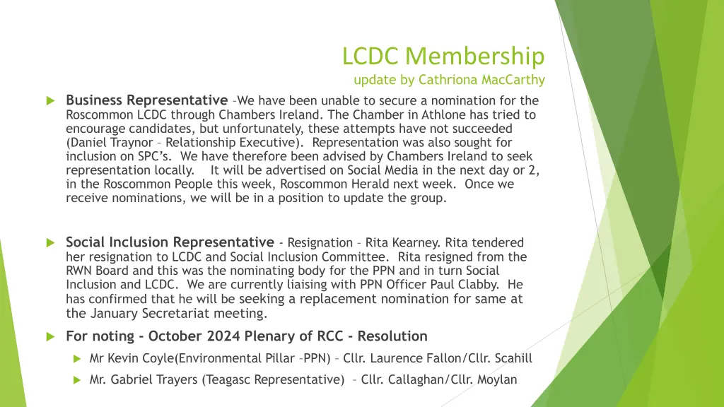 lcdc membership update by cathriona maccarthy