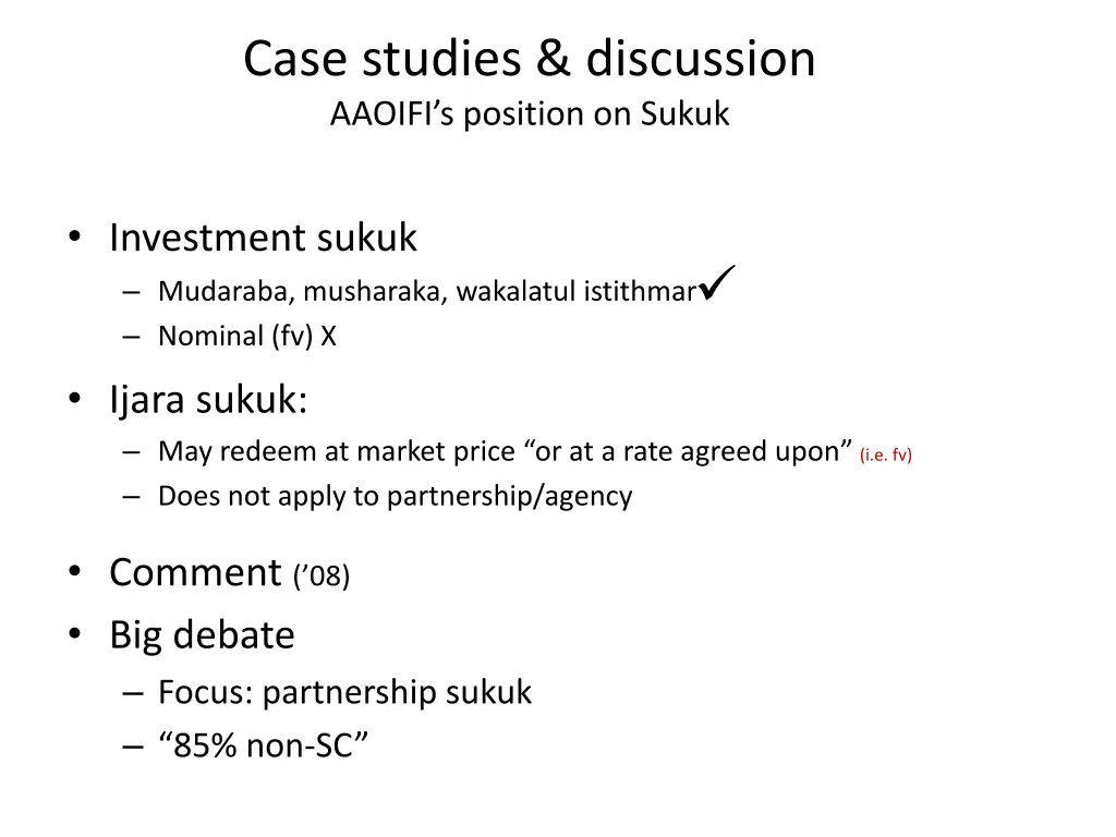 case studies discussion aaoifi s position on sukuk 1