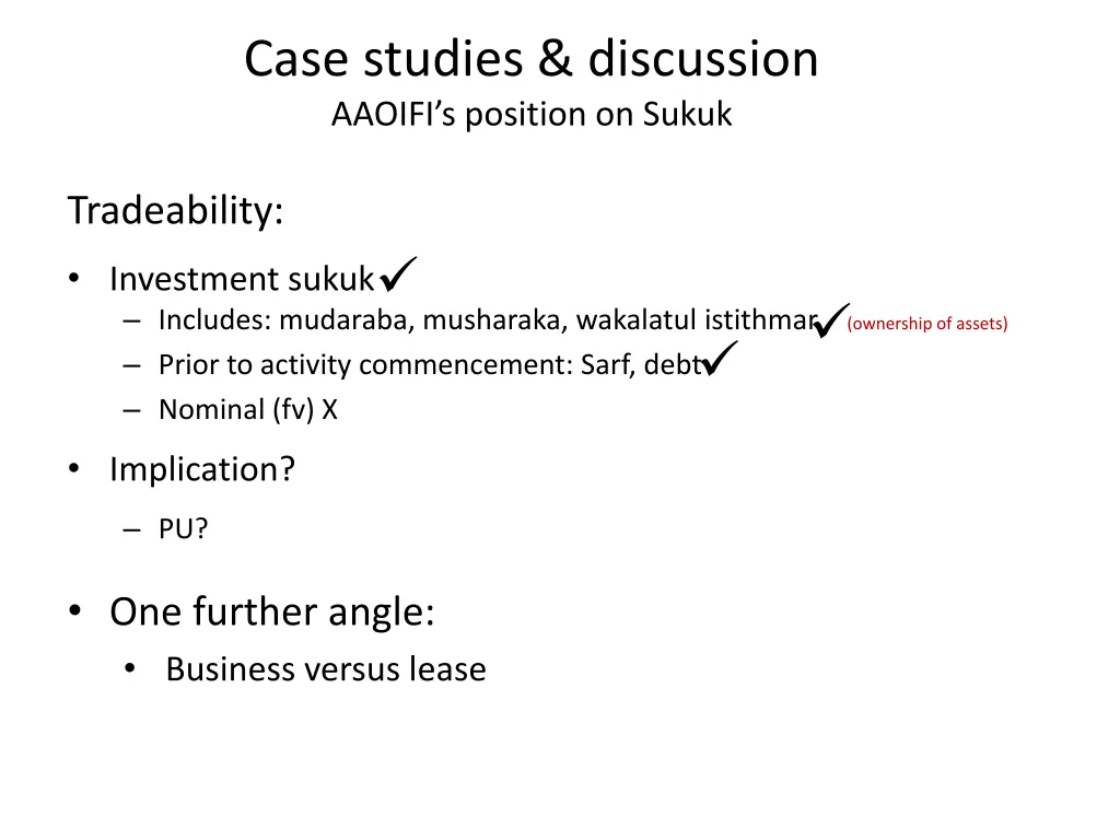 case studies discussion aaoifi s position on sukuk