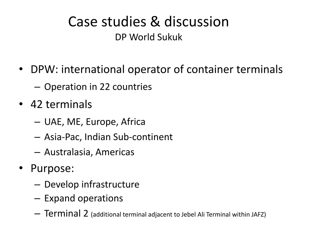 case studies discussion dp world sukuk