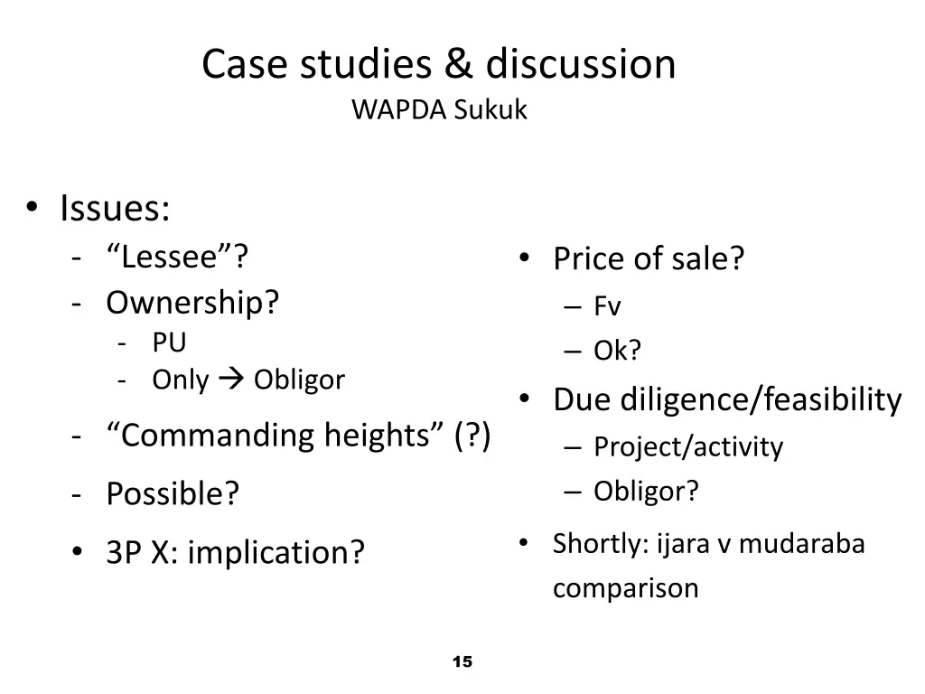 case studies discussion wapda sukuk 3